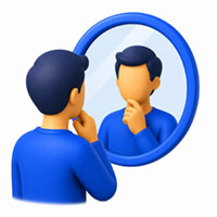 Person learning about themself by looking in a mirror